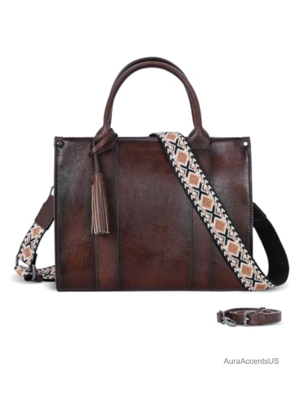 Genuine Leather Tote Bag Women Purses Handbags Shoulder Square Work Bag